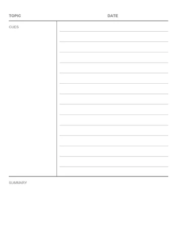 Cornell notes note template for e-ink